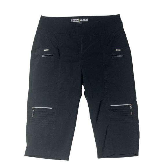 Jamie Sadock Black Knee Length Pull On Golf Shorts Size 10 Stretch Activewear - Picture 1 of 6